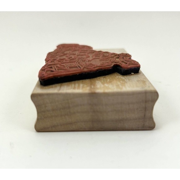 Vintage Rubber Stamp Bunnies Decorating A‎ Christmas Tree Carrots Rabbits Garden - Picture 6 of 7